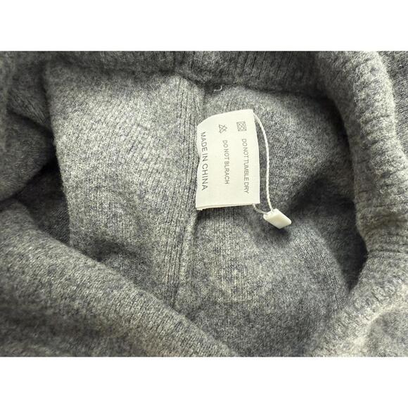 New 100% Merino Knit Wide Leg Pants Long‎ Drawstring, Gray  M - Picture 4 of 9